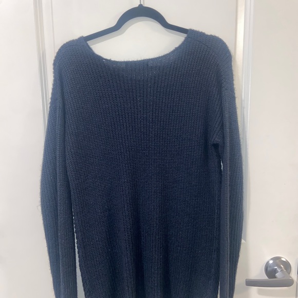 Long Sleeve Navy Knitted Sweater - Picture 4 of 4